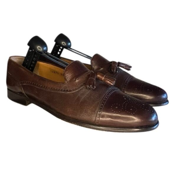 Mens Mezlan Havana Tassel Loafers Leather Size 11 Brown Slip On - Picture 3 of 8